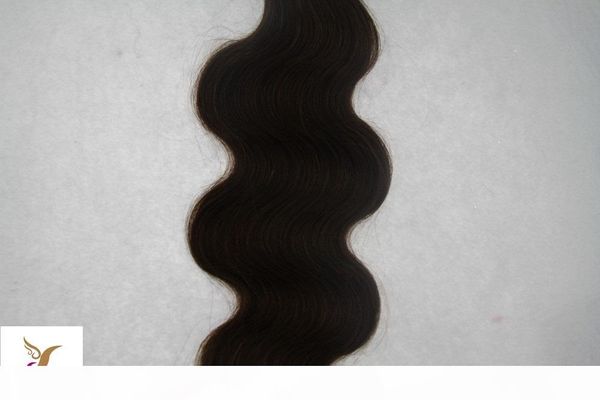 

darkest brown color skin weft real remy tape in human hair extension 40pcs 100g brazilian tape in body wave hair extensiones, Black