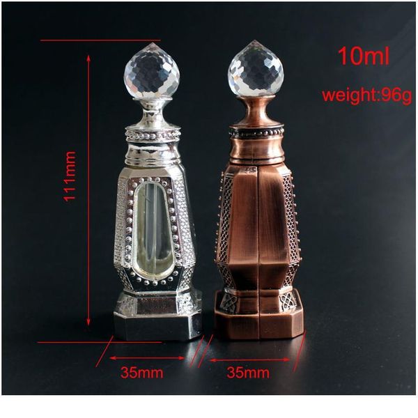 

1pc 10ml antiqued metal perfume bottle arab essential oils bottle with glass dropper middle east perfume oi qylfxu