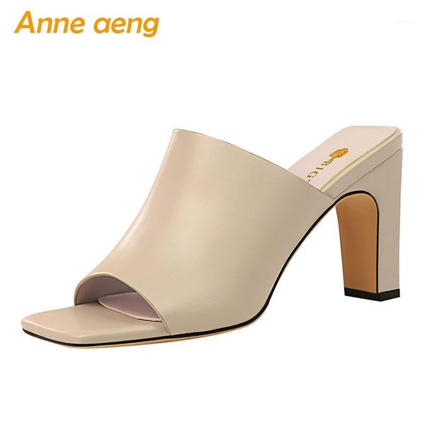 

2020 new summer outside women slippers high square heel peep toe solid fashion ladies women shoes gray female mules slides1, Black