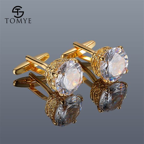 

cufflinks for men tomye xk20s008 luxury zircon golden shirt cuff links 201109, Silver