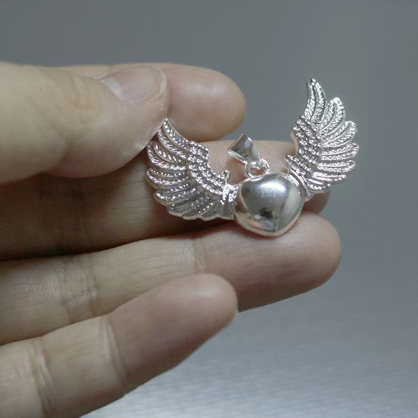 

silver flying love plated heart 925 angel sterling wing charm pendant necklace jewelry findings & components diy, Bronze;silver