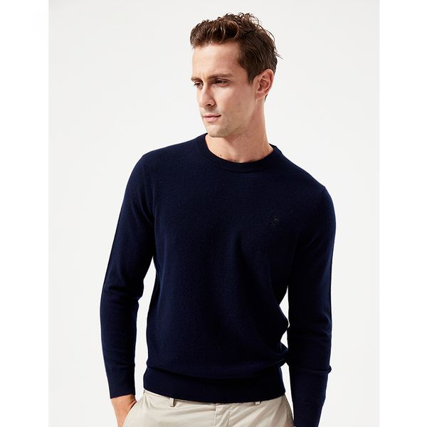 

men's cashmere round neck bottoming shirt, White;black