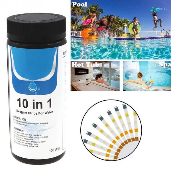 

pool & accessories water test strips 100pcs 10-in-1 strip tap quality for testing hardness ph chlorine bromine#g41