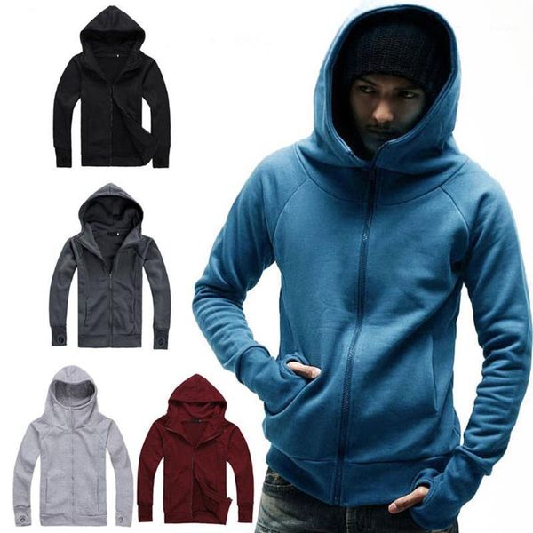

autumn winter men hooded long sleeve solid color coat warm pocket zipper casual jacket man clothing h91, Black;brown