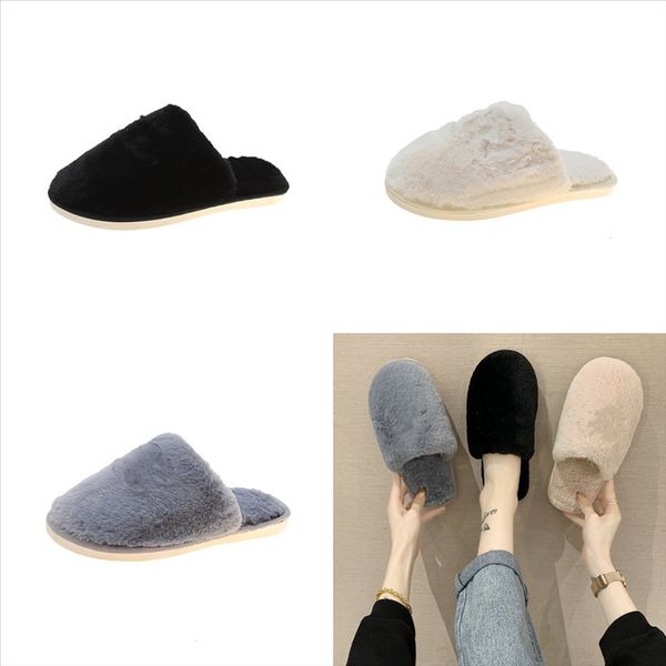 

bksuf home women fox winter shoes indoor furry home slippers new floor slipper cute plush ball indo warm plush fur slippers for women, Black