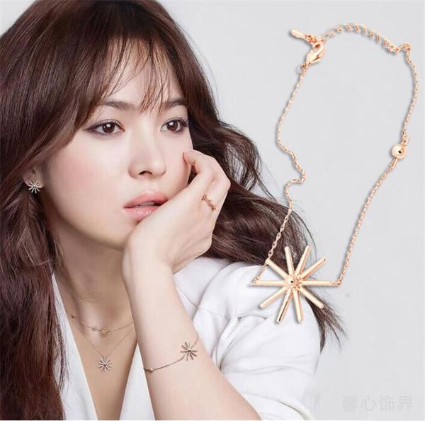 

yun ruo fashion brand rose gold color sunflower bracelet charms 316l stainless steel jewelry woman chain link prevent fade, Black
