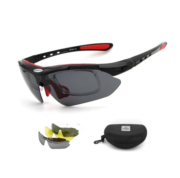 

glasses sunglasses tacloft sports sunglasses,polarized cycling glasses for men women, with 5 interchangeable lenses for cycling running, White;black