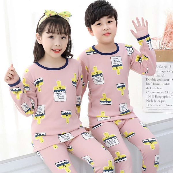 

with thickened warm plush children's underwear set winter baby's cloth and autumn trousers 28if, Blue;red