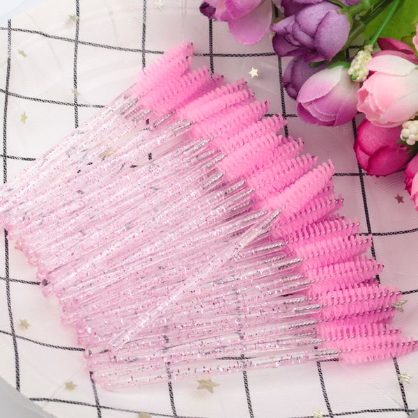 

good quality disposable crystal eyelash makeup brushes diamond handle mascara wands eyelash extension tools