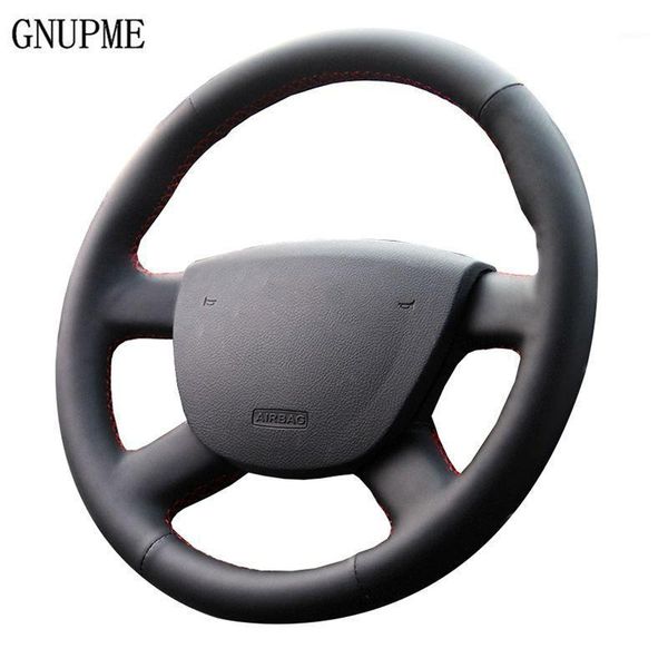 

steering wheel covers gnupme black artificial leather car cover for focus 2 2005-2021 special hand-stitched covers1