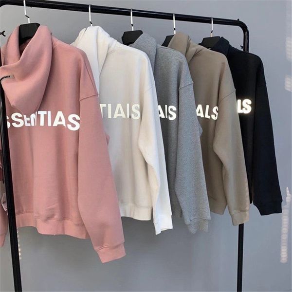 

2021 new embroidery reflective fog essentials hoodie men women heavy fabric hoody sweatshirts oversized pullover sguh, Black