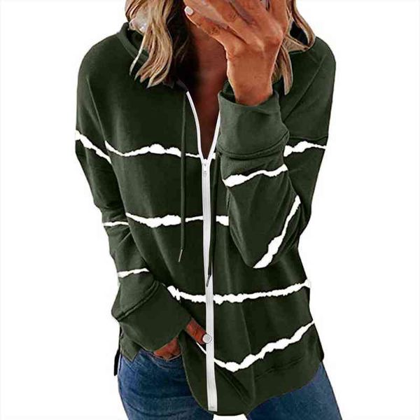 

5xl cotton sweatshirts women striped full zipper hoodies long sleeve lightweight sweatshirts casual hoodie, Black