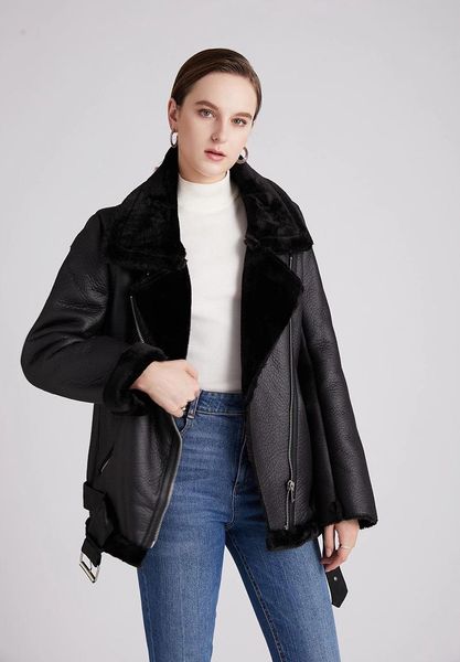 

women's fur & faux harajuku thick parka women korean autumn winter reflective zipper spray-bonded wadding coat solid jacket abrigos muj, Black