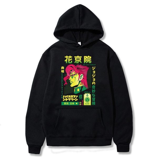 

jojo bizarre adventure hoodie men long-sleeved noriaki kakyoin hoodie japan anime manga graphic hoodie drop shipping, Black
