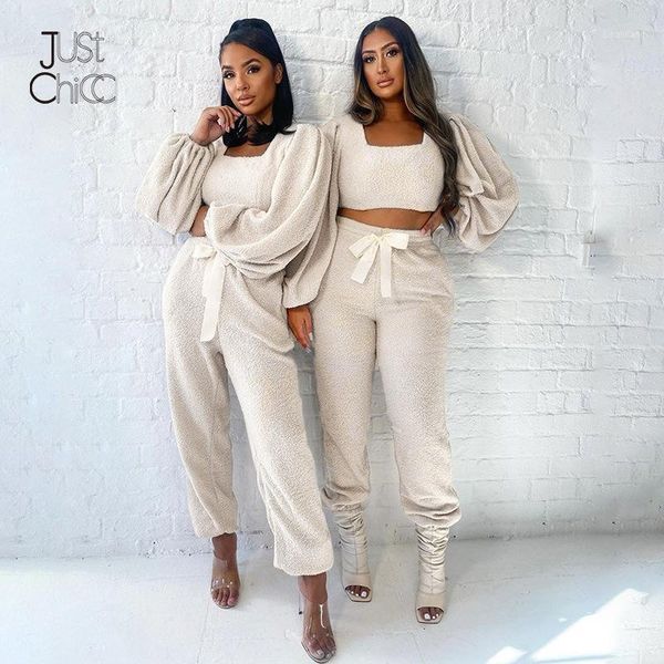 

women's tracksuits justchicc knitted woman sweaters white suit square collar long sleeve crop and pants 2 piece set casual winter cloth, Gray