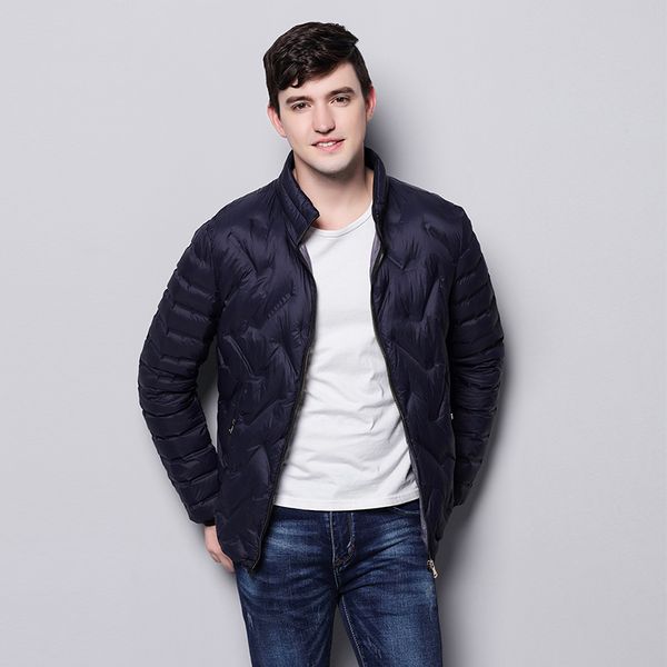 

2021 new men's ultra light down jacket male stand collar feather parka for men outwear plus coat folk, Black
