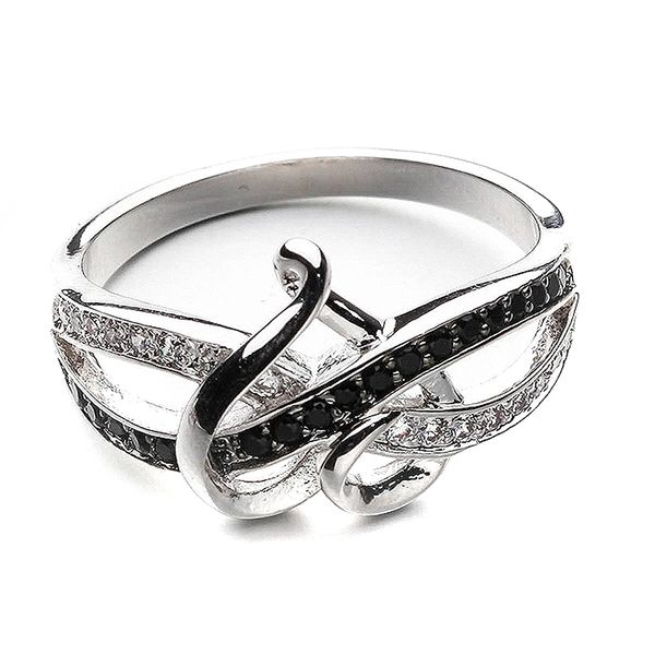 

platinum plating crystal crystal cubic zircon stone two hearts shape wedding ring female trendy shining jewelry gifts for women, Slivery;golden