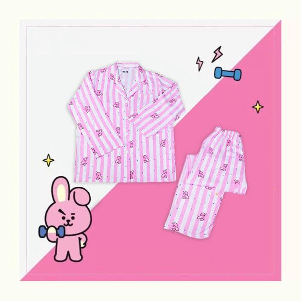 

cartoon sleepwear pajamas suit for women clothes bedroom set winter warm long sleeve 201113299v, Black;red
