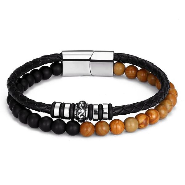

mkendn men natural stone genuine braided leather bracelet stainless steel magnetic clasp lapis lazuli bead bracelet jewelry sqcbpo