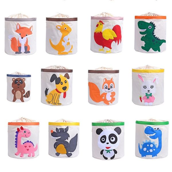 Grande Dobrável Bonito Dos Desenhos Animados Animal De Armazenamento Saco Kids Brinquedos Organizador Roupas Cesto de Lavanderia Impermeável Brinquedo Caixa de Armazenamento com Tampa LJ201204