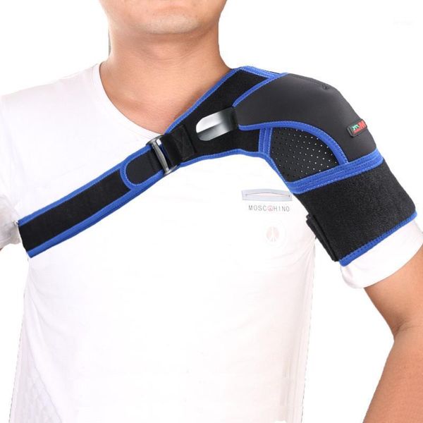 

back support gym sports shoulder brace guard strap wrap belt band pads black bandage men&women adjustable breathable1, Black;blue