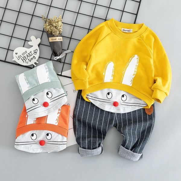 

cotton autumn active casual cartoon kid suit children boys girl baby clothes clothing set y200325, White