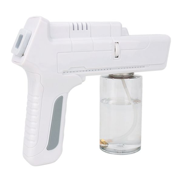 Pistola desinfetante nano spray recarregável, desinfetante portátil, máquina de fumaça de palco, luz azul, nano arma de cabelo spra246c