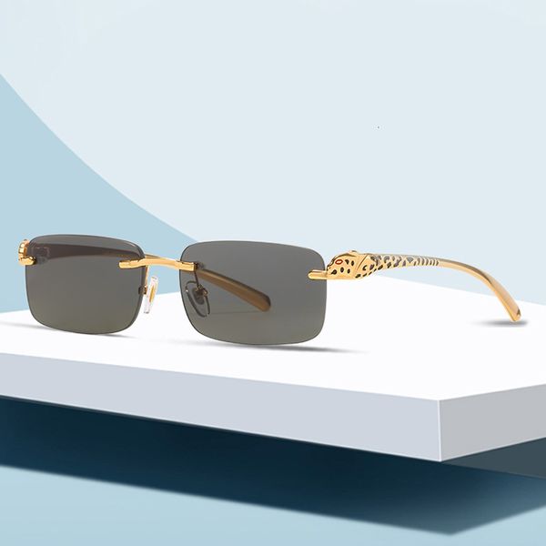 

new leopard head men's frameless small box paint legs glasses personalized street sunglasses designer jjkd, White;black