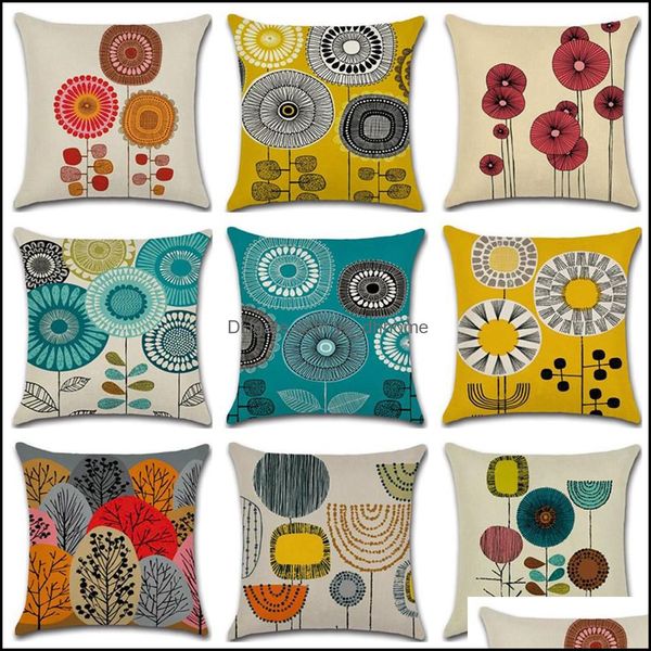 Almofada / travesseiro decorativo Home Têxteis Jardim Pintura a óleo Poliéster Cushion ER Planta Flor 43x43cm Case Almofadas decorativas para sofá