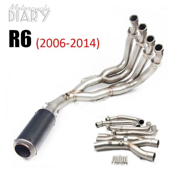 

motorcycle exhaust system for r6 2006-2021 yzf-r6 slip on full front link pipe connecting escape moto racing1