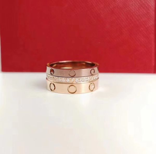 

christmas luxury gift titanium steel love ring three-tier style style changeable classic gold ring fashion multi-style wear exquisite packag, Silver