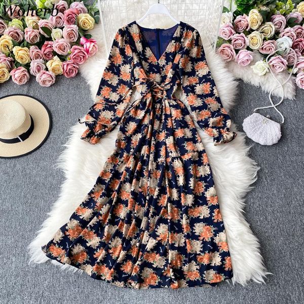 

woherb 2021 summer new chiffon dress women floral print maxi long dresses vestidos de mujer beach style elegant robe femme, Black;gray