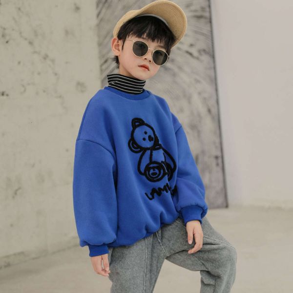 

thickened plush high boys' sweater, collar, autumn and middle school wear, 2020 new children's winter bottom 0x84, Black