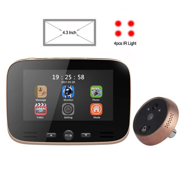 

cdycam new 4.3" lcd color screen peephole camera viewer ir night vision door motion detection p video digital door camera