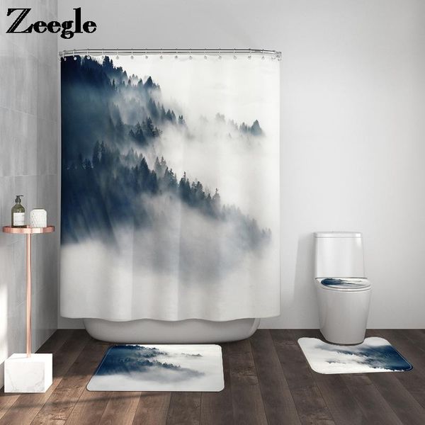 

bath mats modern scenic mat shower curtain set microfiber absorbent bathroom rug and polyester waterproof toilet