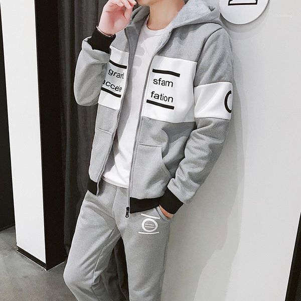 

men's tracksuits casual fashion joggers suit sets mens sweat suits winter track jacket pants men outfit set sportwear hommes coat jj60n, Gray