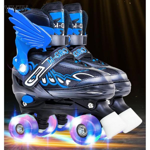 

design for girls boy kids child adjustable quad roller skates shoes sliding sneakers 4 wheels 2 row line outdoor gym sports