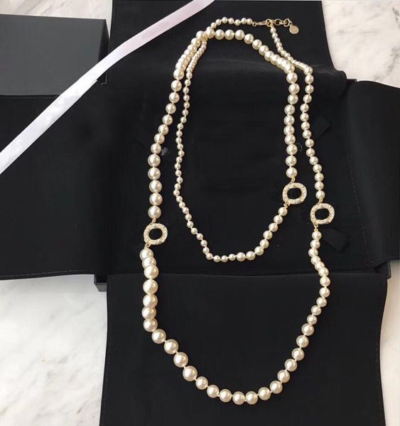 

ожерелье с невесты свитера ювелирные изделия женщин роскошная цепочка для свадьбы модный бренд дизайнерская коробка популярный жемчуг для sq, Silver