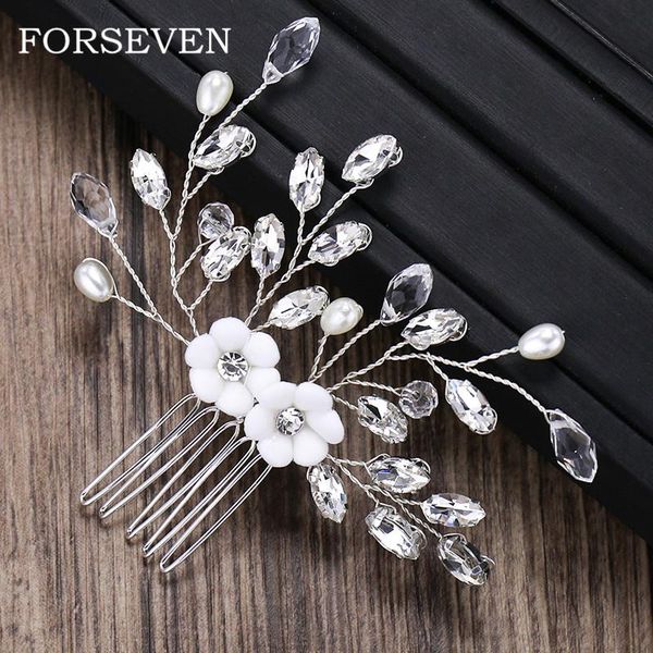 

crystal pearl hair combs for bride bridesmaid wedding hair ornaments crystal bridal comb fashion hairwear thiara, Golden;silver