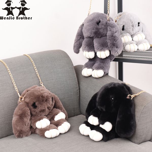 

rabbit soft artifical fur kids handbag children shoulder bags lady handbag messenger bag lovely women shoulder bag for girl lj201029