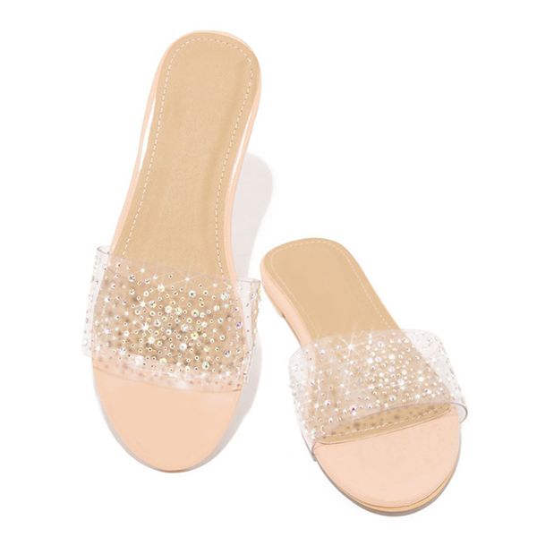 Nuovo strass beige nero argento Sandali da donna Pantofole firmate Sandalo piatto Pantofola in broccato floreale Infradito Pantofola causale da spiaggia a righe