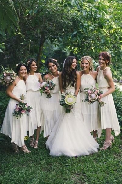 

unique design irregular bridesmaid dresses long prom dress maid of honor dress for wedding party custom made, White;pink