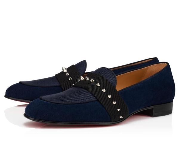 

luxury nit night spikes business party wedding walking men's loafers shoes slip on red bottom oxford comfort mocassins eu35-47, Black