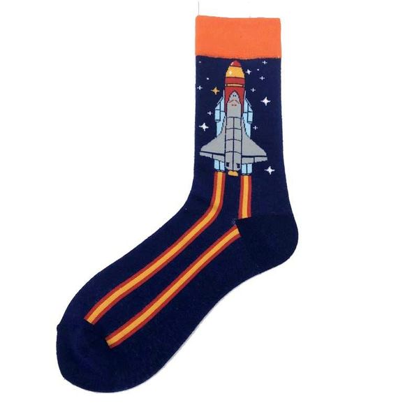 

2020 space rocket astronaut mars cartoon socks autumn winter men funny socks personality starry sky universe cotton happy socks wmtbop, Black