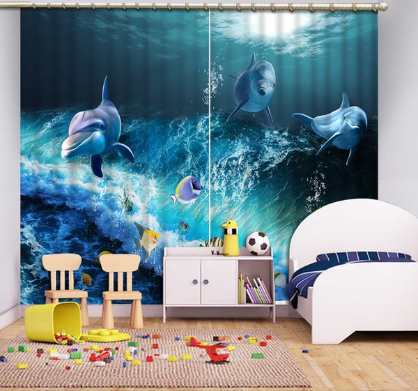 

blackout curtains underwater world dolphins 3d curtain modern home decor curtains for kitchen