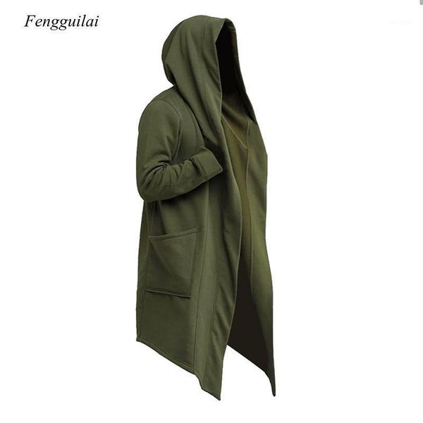 

2021 men hooded sweatshirts black hip hop mantle hoodies fashion jacket long sleeves cloak coats outwear