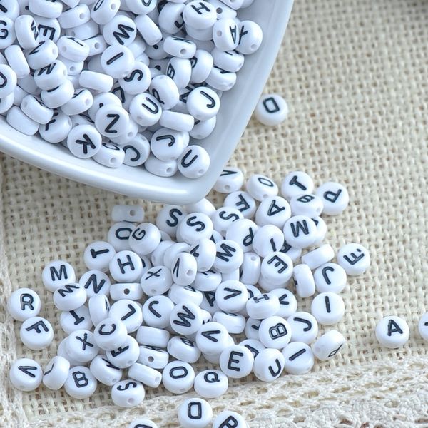 

mixed white alphabet/letters flat round pony beads for jewelry making 7x3mm 400pcs ykl0255 y200730