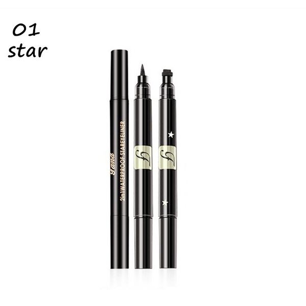 

2 in1 подводка для глаз двойной головной глаз герметик черный карандаш черный подводка для глаз ручка луна звезда сердечный узор жидкий водо