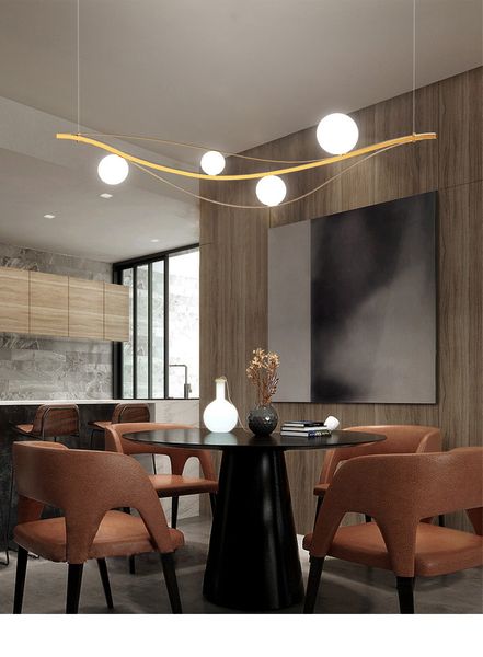 

nordic restaurant chandelier bar long chandelier creative personality light luxury art designer glass lamp shade chandelier