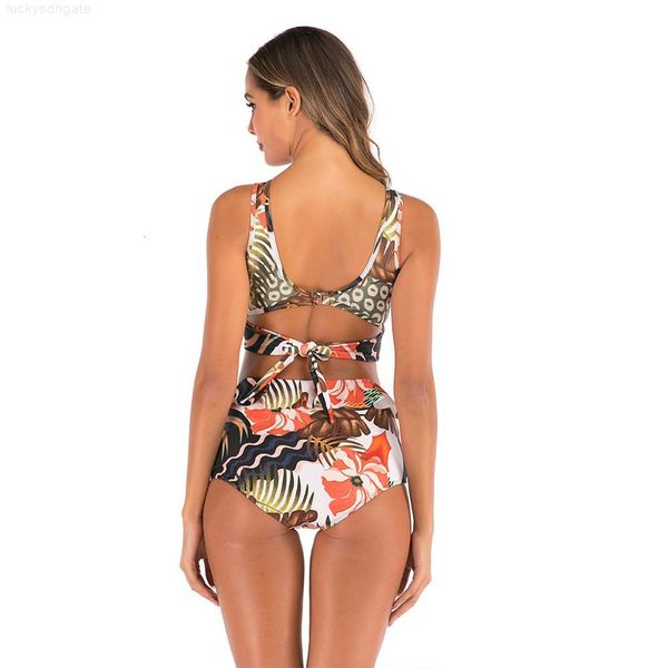 

women's 2020 waist high new print bikini split swimwear 1004, White;black